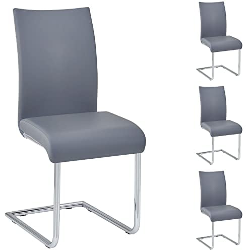 IDIMEX Esszimmerstuhl Schwingstuhl ALADINO, Set mit 4 Stühlen Chrom/grau