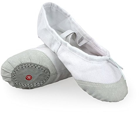 DoGeek Ballet Pumps Flats Ballet Shoes Women Ballet Slippers Pilates Shoes Yoga Shoes Dance Gymnastics Soft Canvas Flat for Children,Adults White