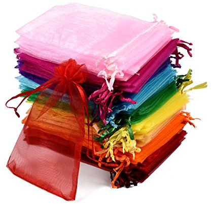 Tyhbelle 100 Stück Organzabeutel Organzasäckchen 12 x 17 cm Geschenkbeutel Geschenktütchen Schmuckbeutel Klein(Bunt)