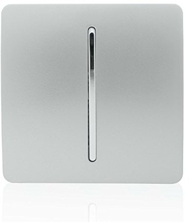 Trendi 1 Gang 3 Way Intermediate 240V Screwless Raised Front Plate Plastic Artistic Modern Glossy 10 Amp Chrome Rocker Single Electrical Wall Light Switch Platinum Silver - ART-SS9SI