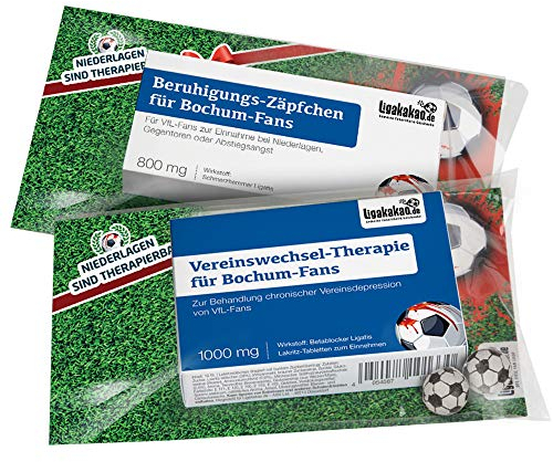 Die Kleine Therapie für Bochum-Fans | 2X süße Saison-Schmerzmittel | Witzige Geschenke & Fanartikel by Ligakakao.de | Besser als Kaffee-Tasse, Kaffeepott, Becher oder Fahne
