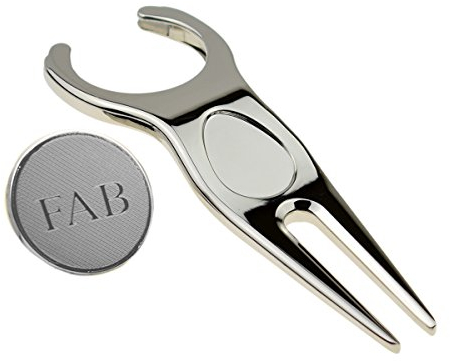 GTR-Prestige Giftware Personalised Polished Golf Pitch Mark Repairer and Ball Marker with Engraved Hatched Initials in a Gift Box