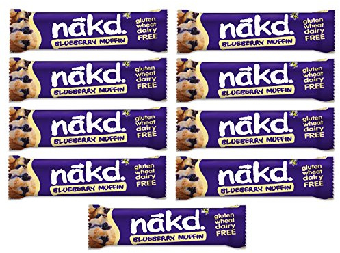 Blueberry Muffin - Nakd Raw Fruit Nut Bars 35g Each - Gluten Wheat Dairy Sugar Free (Pack of 9)