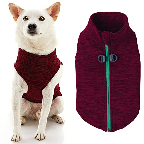 Gooby Zip Up Fleece Dog Sweater - Fuchsia Wash, X-Large - Warm Pullover Fleece Step-in Dog Jacket with Dual D Ring Leash - Winter Small Dog Sweater - Dog Clothes for Small Dogs Boy and Medium Dogs | Soft warm fleece; Step-in zip-up; Dual D-ring leash; Bottom-opening design; Machine washable
