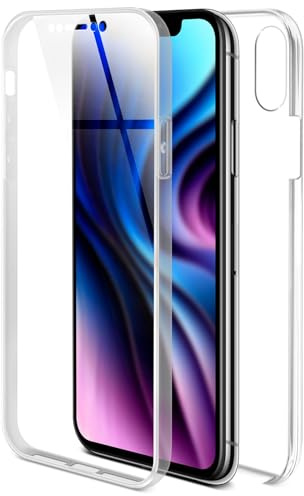 ONEFLOW Touch Case für iPhone XS Max Hülle 360 Grad Komplett Schutz beidseitig, Handyhülle mit Displayschutz, TPU Schutzhülle durchsichtig vorne und hinten stoßfest, Klar