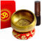 TARORO Bol chantant tibétain ~ 7 Métaux, Ø12 cm, originale du Népal, faite à la main ~ Set avec coussin, maillet et coffret rouge ~ Méditation, Chakra et thérapie du son