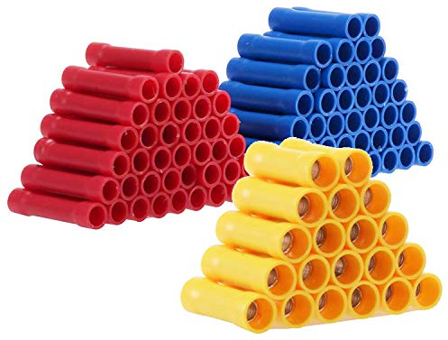 Bestgle 100pcs Straight Wire Butt Connector, Fully Insulated Butt Splice Connectors, Electrical Butt Crimp Connectors Automotive Cable Crimp Terminals, Blue Red Yellow