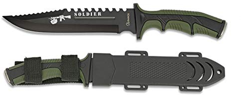 Tiendas LGP Albainox - 32405 - Cuchillo Albainox Soldier Verde. H:19cm - Herramienta para Caza, Pesca, Camping, Outdoor, Supervivencia y Bushcraft