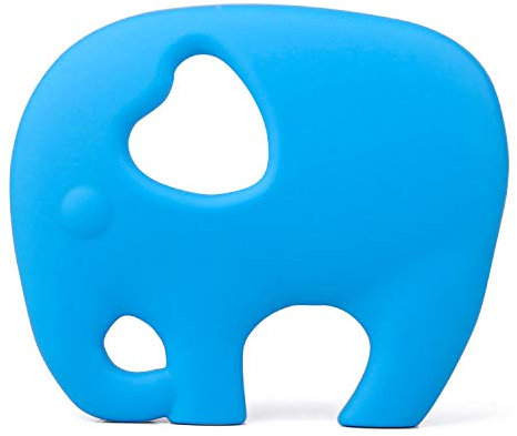 PREMYO Elefant Beißring für Babys Kühlend - Zahnungshilfe aus Silikon BPA Frei Weich - Lindert Schmerzen beim Zahnen - Blau