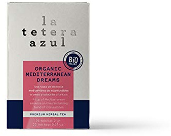 LA TETERA AZUL Infuso di mela, rosa canina, erba di limone e ibisco. Sogni organici mediterranei. 20 sacchetti da 2 grammi.