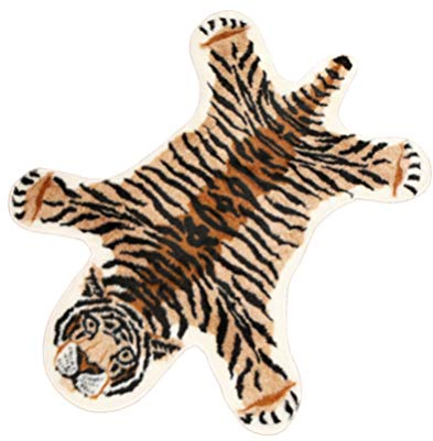 SuPVOX Teppich mit Leopardenmuster, Kunstfell, Fußmatte, rutschfest, für Wohnzimmer, Schlafzimmer, Boden, 80 x 105 cm, Polyester, tiger, 80*105cm