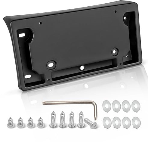 RED WOLF License Plate Bracket Mount Holder for Front License Bumper Fit Tesla Models 3 Series Vehicle Black Heavy Duty Rattleproof Included Screws Washers Wrench License Plate Cover Kit