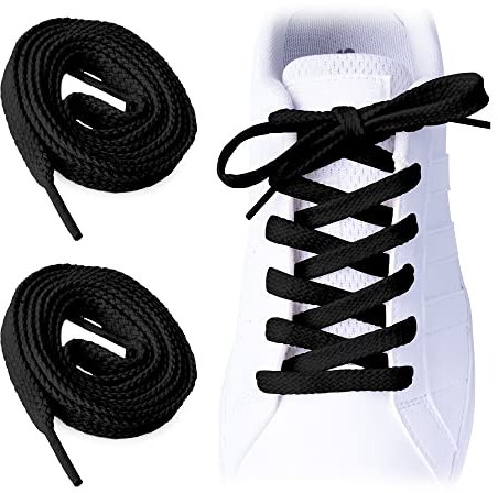 SULPO 2 Paare Schnürsenkel Schwarz 100% Baumwolle - Perfekt für Wanderschuhe & Arbeitsschuhe, Flach Robuste Schuhbänder 8mm Breite für Langlebigkeit - Ideal für Alltagsschuhen - Länge 120 cm