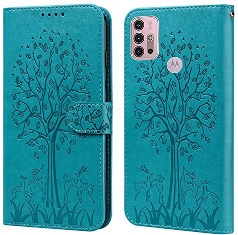 GLANDOTU Handyhülle für Motorola Moto G30 / Moto G20 / Moto G10 Hülle Klappbar Lederhülle [Weicher TPU] [Magnet] Ständer Flip Cover Wallet Schutzhülle Case Moto G30 Tasche (Blau)