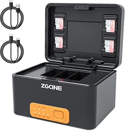 ZGCINE PS-G10 Charging Case for GoPro Battery, 3 Charging Slots, Compatible with GoPro Hero 11/10/9/8/7/6/5 Battery