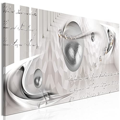 decomonkey Bilder Design Abstrakt Aufschrift 150x50 cm 1 Teilig Leinwandbilder Bild auf Leinwand Vlies Wandbild Kunstdruck Wanddeko Wand Wohnzimmer Wanddekoration Deko 3D Effekt Grau Silber Kugeln