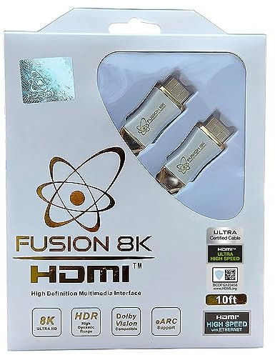 Fusion8K Cable HDR HDMI 2.1 blanco compatible con 8K @60Hz y 4K @120Hz compatible con Dolby Vision y todos los televisores, BluRay, Xbox Series X, PS5 (10 pies)