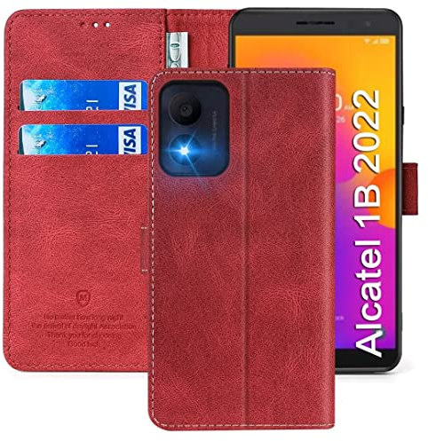 FMPCUON Handyhülle für Oppo Realme C35,Oppo Realme C35 Hülle [Flip Wallet Case][TPU Bumper Schutzhülle][Leder Folio Tasche] Etui Stand Klapphülle für Oppo Realme C35,Rot