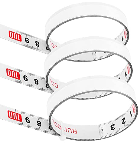 3 Stück Selbstklebendes Maßband, Selbstklebendes Metrisches Lineal, Lineal Gehrungsschiene Maßband, für Werkbänke, Tische, Maschinen, Theken, Wände (Vorwärts und Mittelpunkt und Rückwärts)