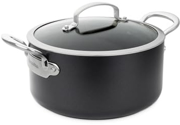GreenPan Barcelona Hard Anodized Healthy Ceramic Nonstick 20 cm/3.1 Litre Casserole Pot with Glass Lid, PFAS Free, Stainless Steel Handle, Extra Strong Scratch Resistant, Induction, Oven Safe, Black