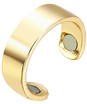 BEAUTYBIGBANG Magnetfeldtherapiering, Magnetischer Schmuck-Magnetring für Frauen mit 2 starken Magneten verstellbar Weiblicher Magnet Schmuck Fingerbekleidung (Gold)