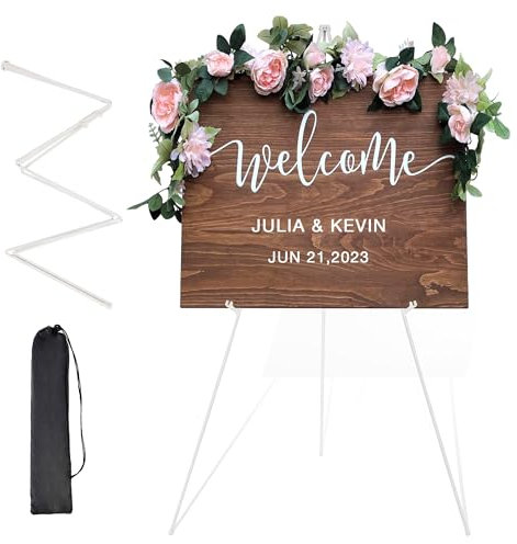 STARHOO Ständer für Hochzeitsschilder und Poster, 160 cm, tragbare Kunststaffelei für Boden, verstellbare Metallstaffelei, Weiß
