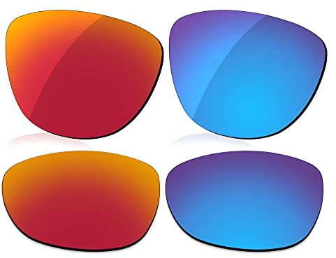 LenzReborn Verres polarisés de rechange pour lunettes de soleil Oakley Frogskins Mix OO9428, Rouge feu + bleu glace., taille unique