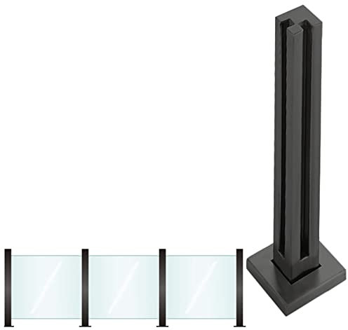 LXLZYXSF Glas Geländerpfosten Glashalter Edelstahl Modern Schwarz Glas-Geländerpfosten Für Balkongeländer Gartenzaun, Rostfreier Stahl Geländerpfosten Pool-Zaun-Säule Mit Schlitz, Glas-Klammer