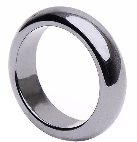 Ring aus echtem Hämatit grau dunkelgrau glatt rund Hämatitring Steinring Unisex, Ringgröße:Innenumfang 54mm ~ Ø17.2mm