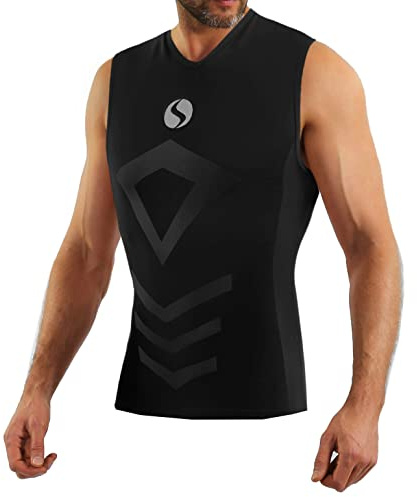Sesto Senso Hombre Camiseta Sport Cuello Pico Camiseta Térmica Sin Mangas