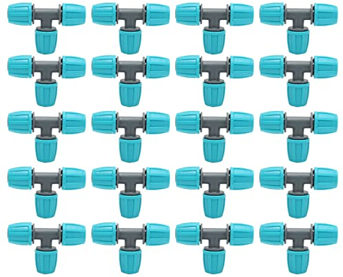 Connettore per Tubo a T da 20 Pezzi, Connettori Spinati per Irrigazione a Goccia da 16 Mm per L'irrigazione del Giardino