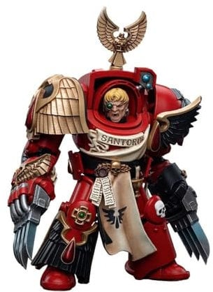 Joytoy Warhammer 40K Blood Angels Assault Terminators Brother Santoro Actionfigur im Maßstab 1:18, 13,5 cm – Sammelfigur Space Marine mit Blitzkrallen und beweglichen Gelenken für Display & Wargaming