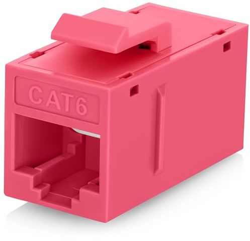 Everest Cat6 RJ45 Keystone Coupler (24-Pack) in Pink - RJ45 Coupler - Cat 6 Couplers - Female to Female Cat6 Keystone Jacks - Ethernet Couplers - Ethernet Cable Extender