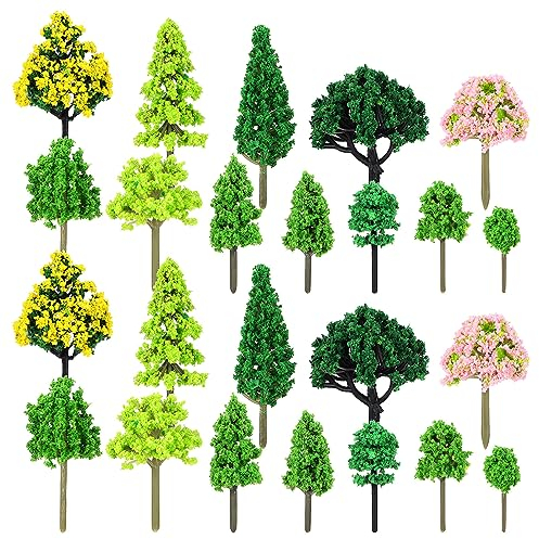 Toddmomy 55 Stück Gemischtes Modell Bäume Zubehör Modell Miniatur-Zug Landschaft Architektur Bäume Modell Für DIY Handwerk Landschaft Landschaft