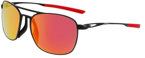 NIKE Brille Größe 56 mm Satin Schwarz, Rot Mirror, Eye SIZE: 56 BRIDGE: 18 Horizontal MEASUREMENT: 56 Vertical MEASUREMENT: 45