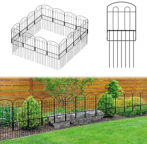 Dekorativer Gartenzaun, kein Graben, 76,2 cm (H) x 3,2 m (L), rostfreie Metalldraht-Bordüre, beschichtetes Metall, Querformat, Drahtrand, faltbar, Terrassenzäune, Blumenbeet, Tierbarriere für Hunde,