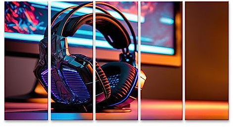 islandburner Prime Bild auf Leinwand Nahaufnahme Professioneller Gamer S Kopfhörer Tisch Cybersports Stream Bilder Wandbilder Poster