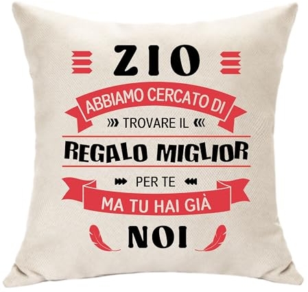Hasodeo Zio Cuscino Copertura - Regali Originali per Nipoti, Decorazione Souvenir, Idee Compleanno, Festa del Papà, Matrimonio, Natale (Zio-Noi)