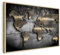 B&D XXL Bilder mit Rahmen 90x60 cm Wandbilder groß Leinwandbild XXL natürlicher Holzrahmen modern Wanddekoration Kunstdruck Wanddeko Wohnzimmer Schlafzimmer Weltkarte Abstrakte Landkarte Schwarz