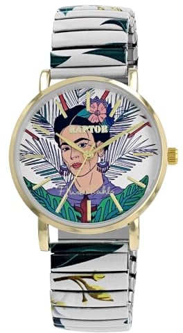 Raptor Damenarmbanduhr Frida Kahlo Edition mit Zugband (Mehrfarbig - Weiße Orchideen)