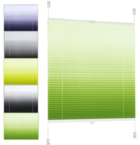 Premium Plissee Faltrollo ohne Bohren 40 x 130 cm Sonnenschutz und Sichtschutz lichtdurchlässig Plissee Klemmfix Rollo mit Klemmträger für Tür & Fenster, Grün