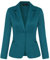 MINTLIMIT Women Blazer Linen Long Sleeve Suit Jacket Work Office Blazer（Teal Large
