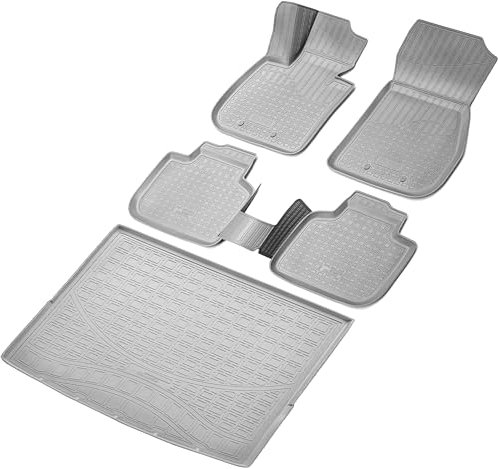 RECAMBO Juego de Alfombrillas de Goma y Bandeja para Maletero para BMW X1, Tipo F48, a Partir de 2015, 100% a Medida, de TPE Antideslizante, Color Gris