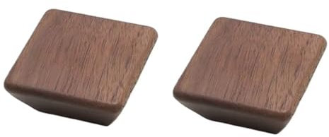 HDJNal 2PCS Square Walnut Wood Drawer Knobs,45mm Wood Knobs with Screws - Natural Wooden Door Knob Hardware - Furniture Cabinet, Wardrobe, Cupboard & Drawer Pull Handles