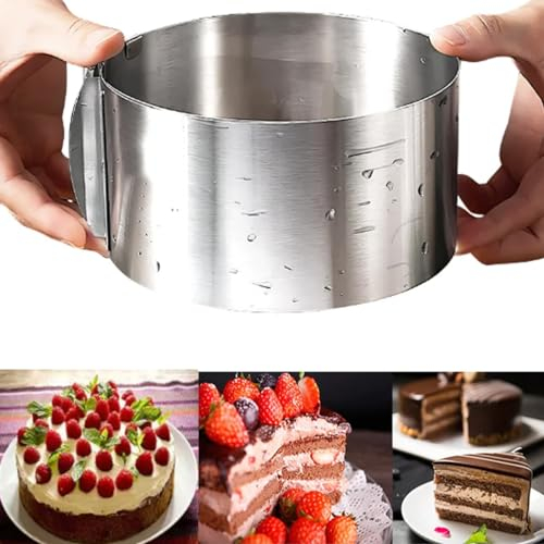 Karkar Tortenring Verstellbar 16-30cm – Tortenring Hoch 10cm Rostfreier Edelstahl, Cake Kreis mit Eingravierter Skala für Torten Deko
