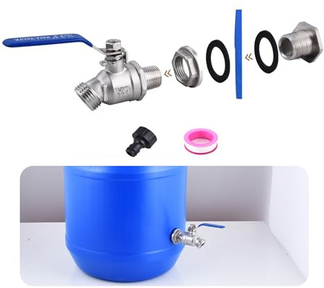 True Full Port Rain Barrel Spigot Kit, Lead-Free,304 Stainless Steel Faucet Kit for Rain Water Barrel, Water Tanks, 55 Gallon Drum Etc, Spigot with Bulkhead Fitting, Tape.