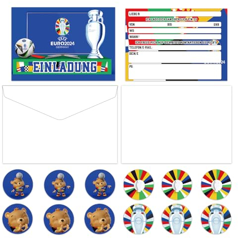 Fussball Einladungskarten, Fußball Einladungskarten Kindergeburtstag, 12 Einladungskarten + 12 Umschläge + 12 kleine Etiketten, Für Jungs Und Mädchen, Geburtstagskarte Fussball Party Einladungen (B)