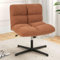 COSTWAY Chaise de Bureau en Imitation Laine d'agneau sans Accoudoirs, Chaise Pivotante à Pieds Croisés Métal avec Assise Large, Hauteur Réglable, Charge 150 kg, pour Salon, Chambre, Bureau, Marron