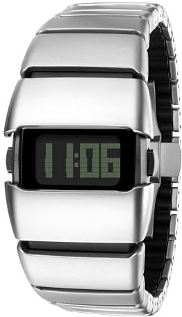 BENLYDESIGN Einzigartige Metall-Armbanduhr, Edelstahl-Herren-Digitaluhren, Y2K-Uhren für Herren, 3 ATM wasserdicht, Silber, sandgestrahlt