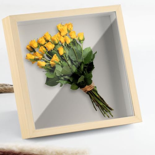 3D-Schattenbox-Rahmen, Holzfarbe, Kastenrahmen zum Basteln, 3D-tiefer Kastenrahmen, 22 x 22 cm tiefer Rahmen, Präsentationsboxen, tiefe Bilderrahmen zum Befüllen von Objekten, Fotos, Bildern,
